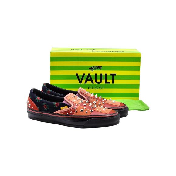 Gucci x Vans Vault OG Classic Checkered Studded Slip-On Sneakers US 10 Red - NWB